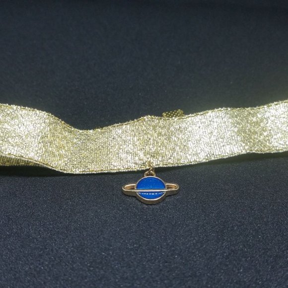 Gold Saturn Resin Charm Choker - Picture 4 of 5